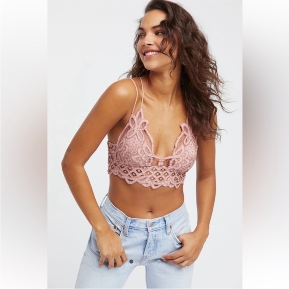 Free People Intimates Pink Andella Lace Bralette Size Small